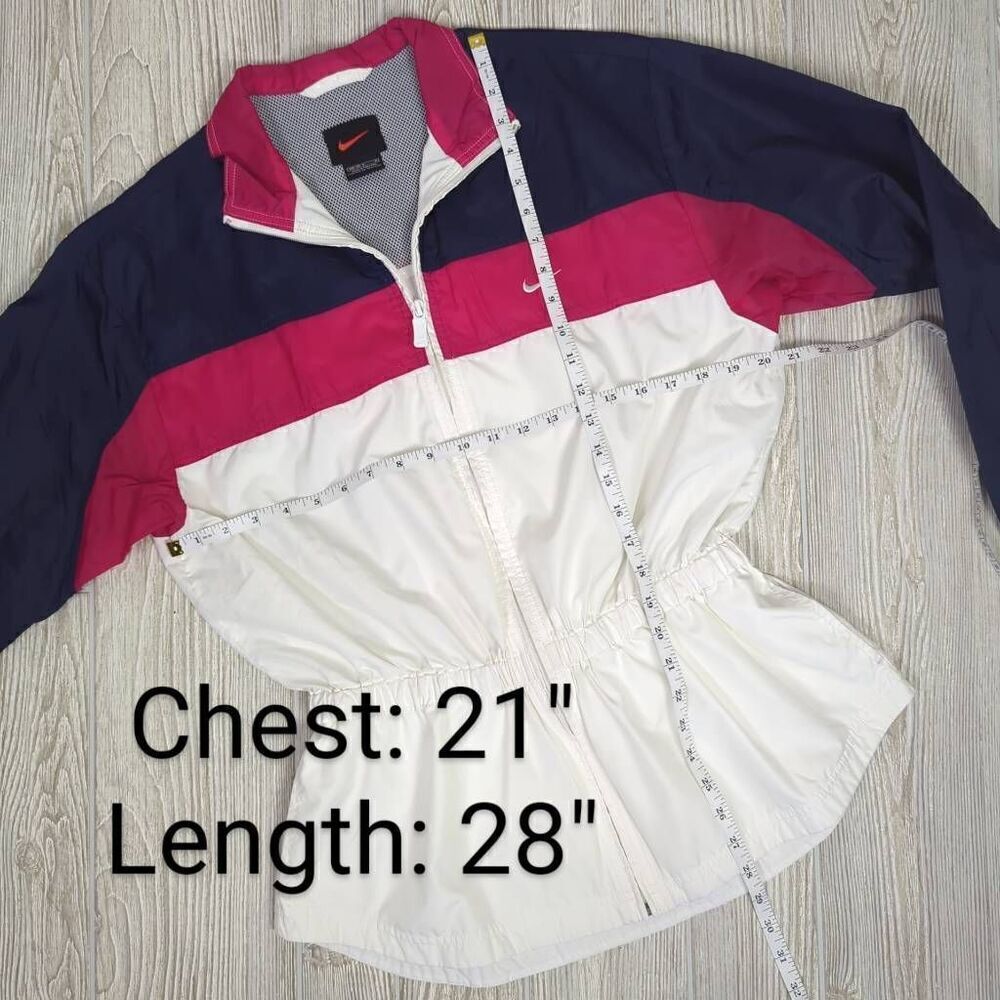 VTG 80s Nike Windbreaker Medium Color Block Track Jacket Pink Blue White Swoosh - Picture 9 of 9